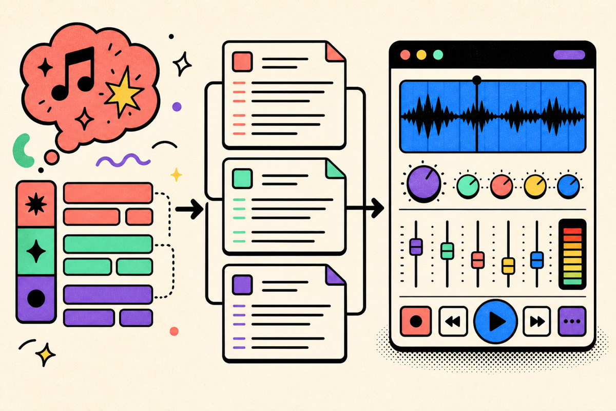 AI lyrics generator draft workflow illustration